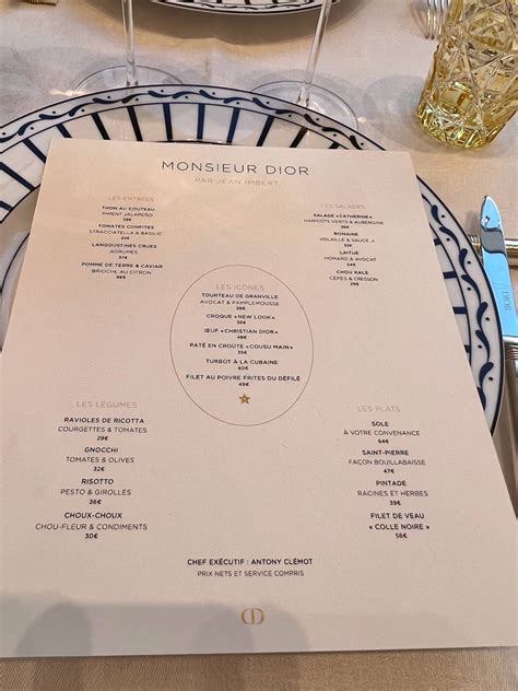 resto dior|dior restaurant paris menu.